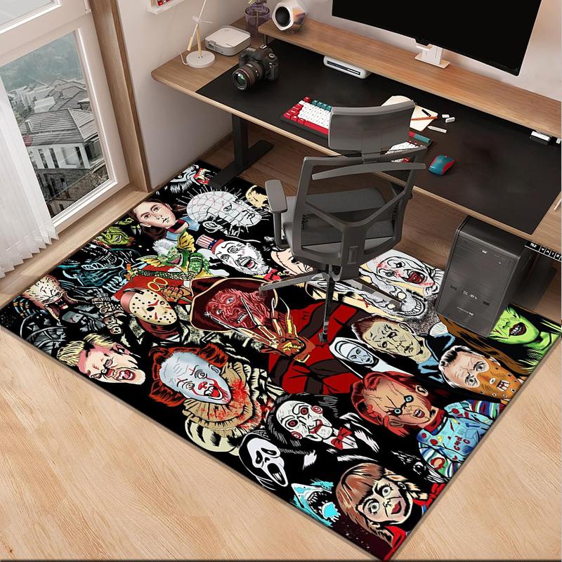 Horror Movie Icons Office Rug Chair Mat, Game Carpet, Suitable for Front Door, Bedroom, Living Room, Desk, Holiday Gift
