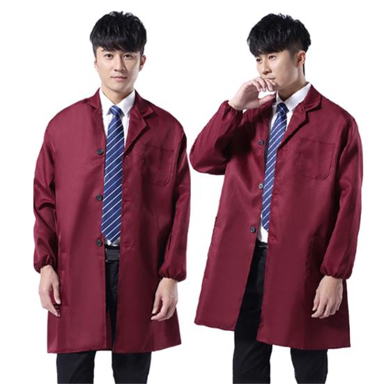 Staubdichte Herren-Laborkittel mit langen/kurzen Ärmeln, Knöpfen und Taschen, Arbeitskleidung für Herren