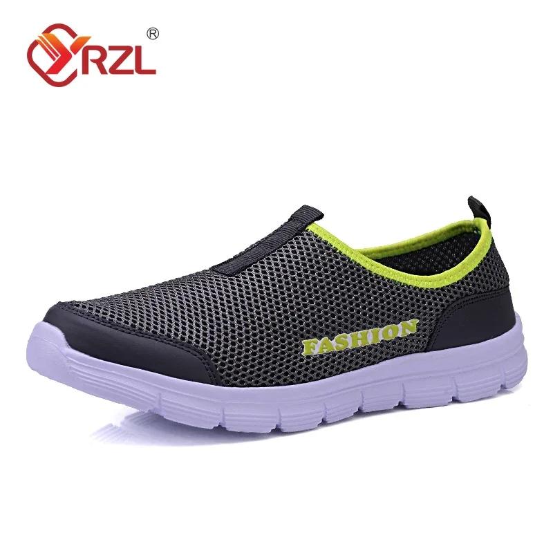YRZL Shoes for Men Casual Sneakers Blue Mesh Breathable Sports Running Shoe Daily High Quality Slip On Outdoor Man Walking Shoes