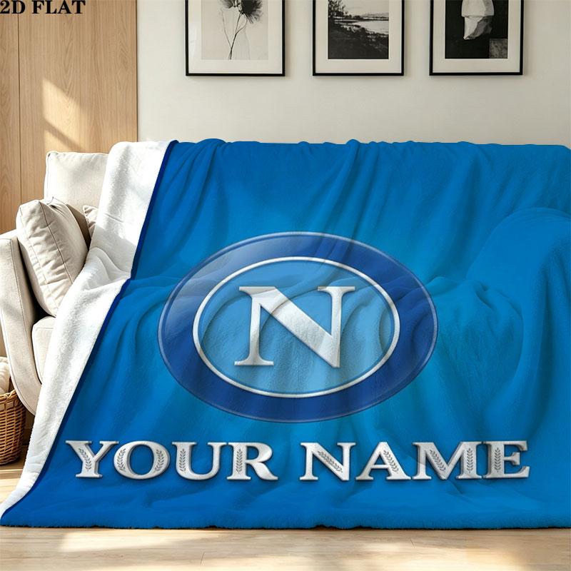1PC SSC Napoli Custom Name Patterned Flannel Blanket Suitable For All Seasons for Home Decor Warmth and Comfort Gifts Holiday Present