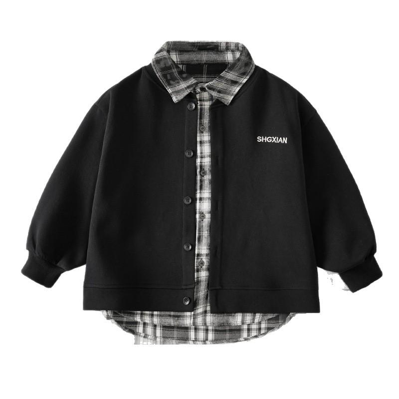 Märchenhafte Erinnerung Jungen Frühling & Herbst Koreanischer Stil Lässige Patchwork Faux Zweiteiler Jacke