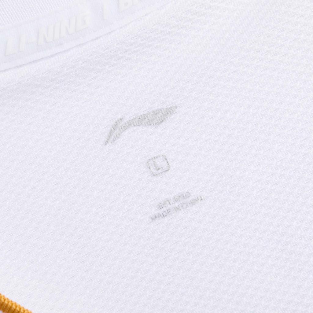 Li Ning Badminton Series Sports Casual Simple Color Block Letter Pullover Short Sleeve Badminton Shirt Unisex Tops Standard-White AAYV153-2