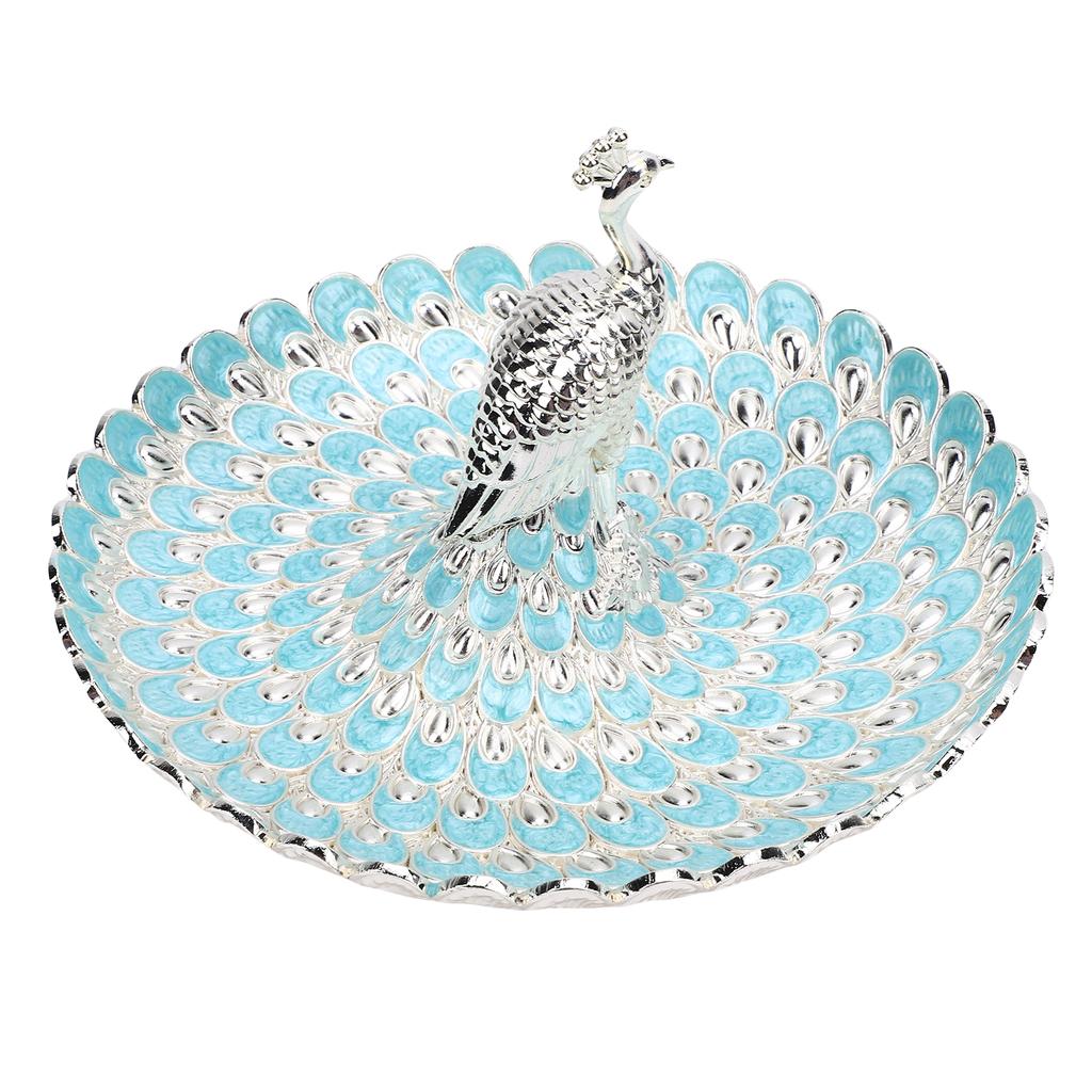 Peacock Fruit Tray Zinc Alloy Metal Peacock Plate for Bread Snacks Cakes   Candies