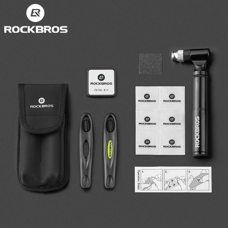 Rockbros Набор инструментов для ремонта проколов велосипедных шин Набор инструментов для велосипеда Насос 130Psi Мультитул Заплатка для шин из мягкой резины Монтажка для шин Мультитул