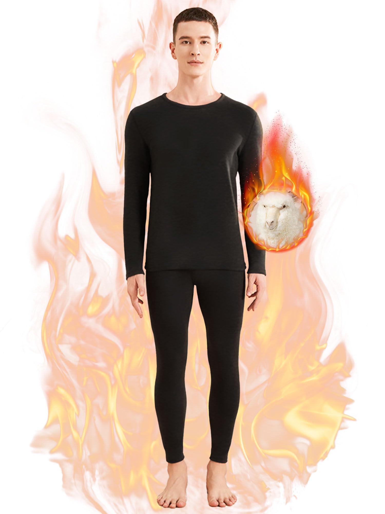 

Комплект теплого нижнего белья ANGEL CITIZ Средний Включает Heattech с длинным рукавом и длинный из кашемира и для зимы Размер мужской (Влагоотводящий, чёрный