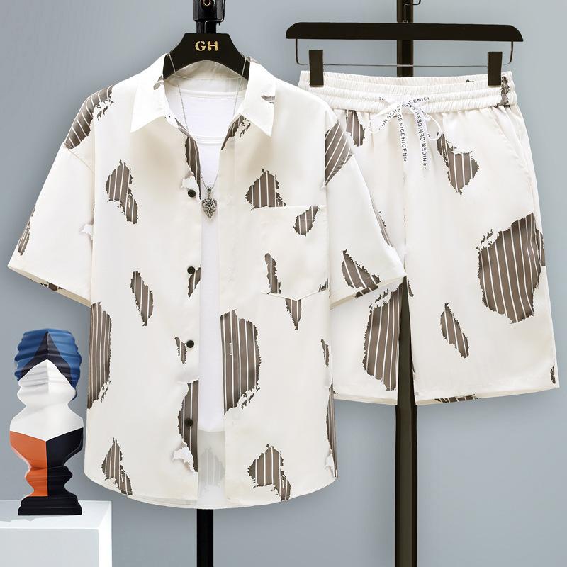 

Summer Set Tracksuit Men s Two Shirt Shorts Streetwear Oversized Men Sets Short Outfits XL