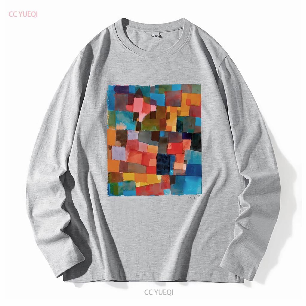Paul Klee Raumarchitecturen Auf Kalt Warm Artwork T Shirt long or short sleeves vintage Washed Stylish graphic homme Unisex