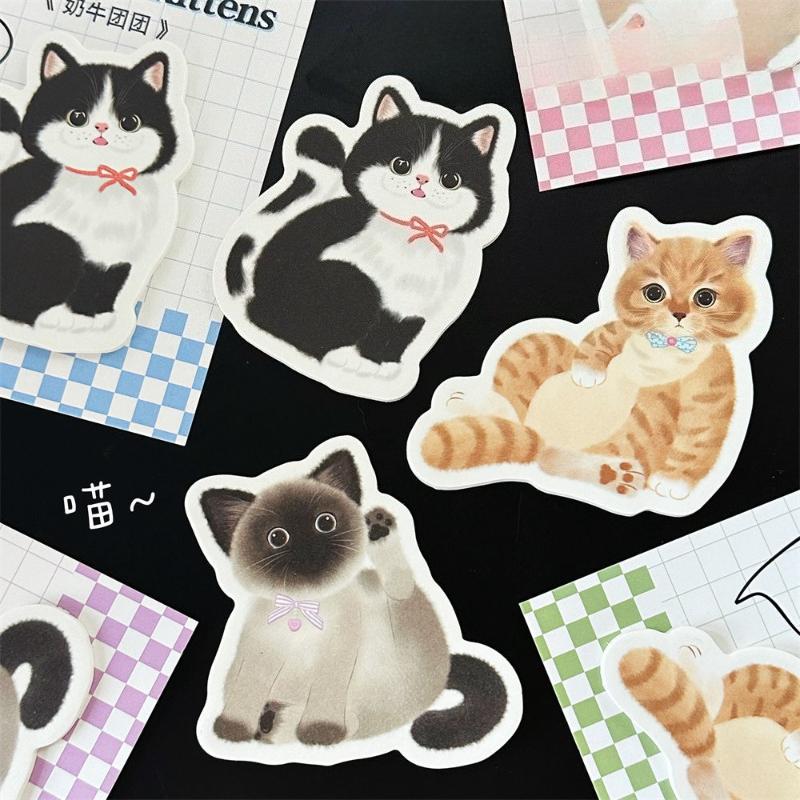 Cute Pet Kitten Office School Supplies Special Shaped Family Series Cute Message Stickers Handbook Material Paper Kawaii Gift