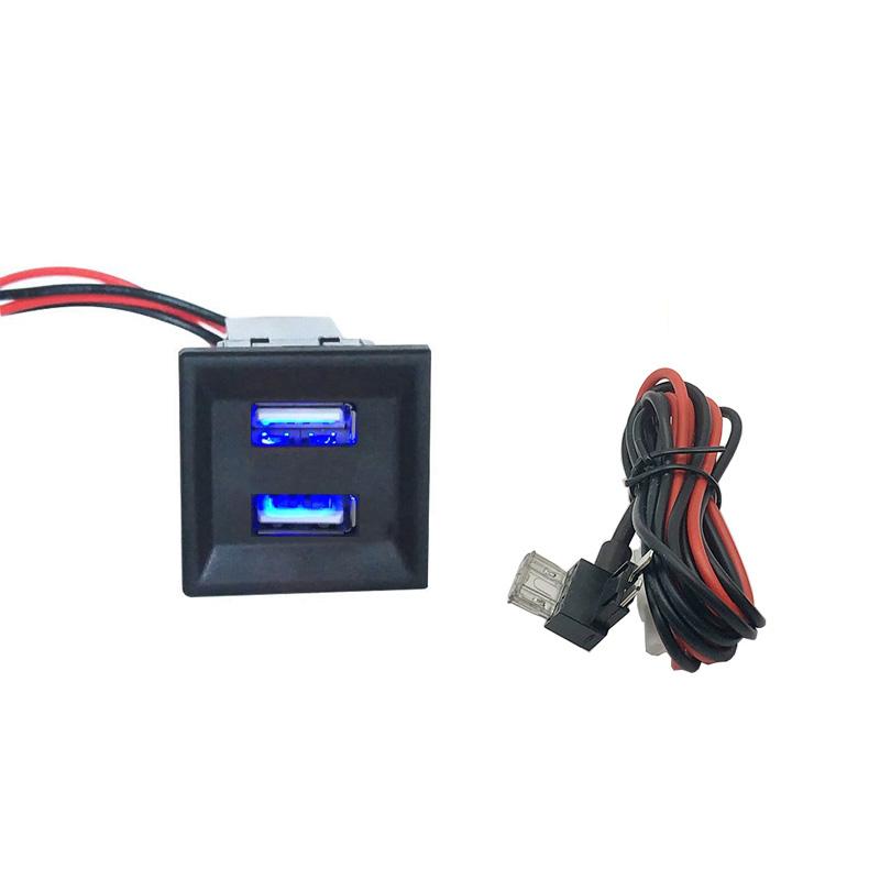 

Автомобильный двойной USB-адаптер для зарядного устройства, гнездо для специального назначения Volkswagen для VW T5 Transporter 2003-2009 2.1A, переключатель для приборной панели синий
