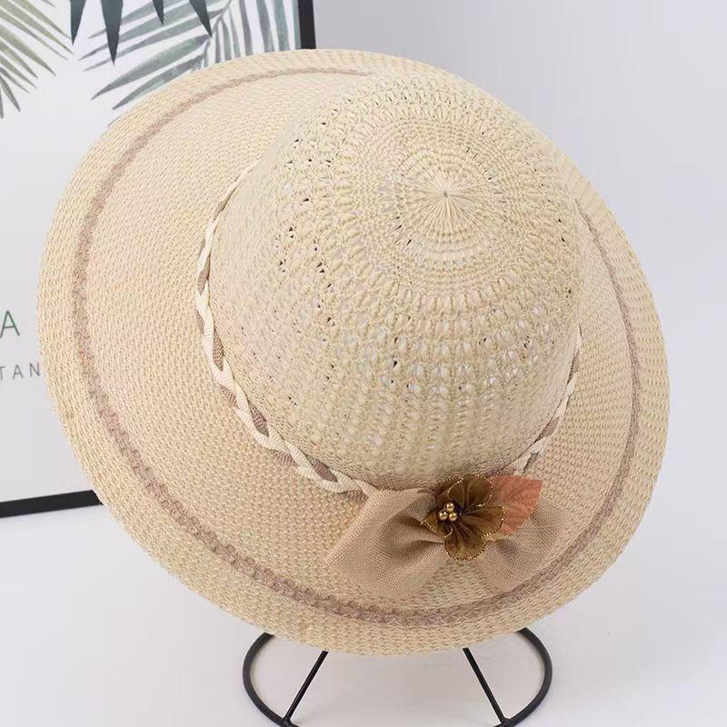 

Mom s 2026 Summer Sun Protection Hat: Hollow Weave with Bow for Middle-aged and Elderly Women One Size