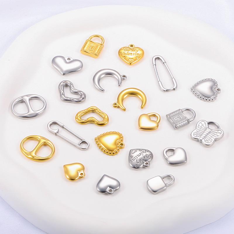 Polished Stainless Steel Heart Charms for DIY Necklaces and Bracelets