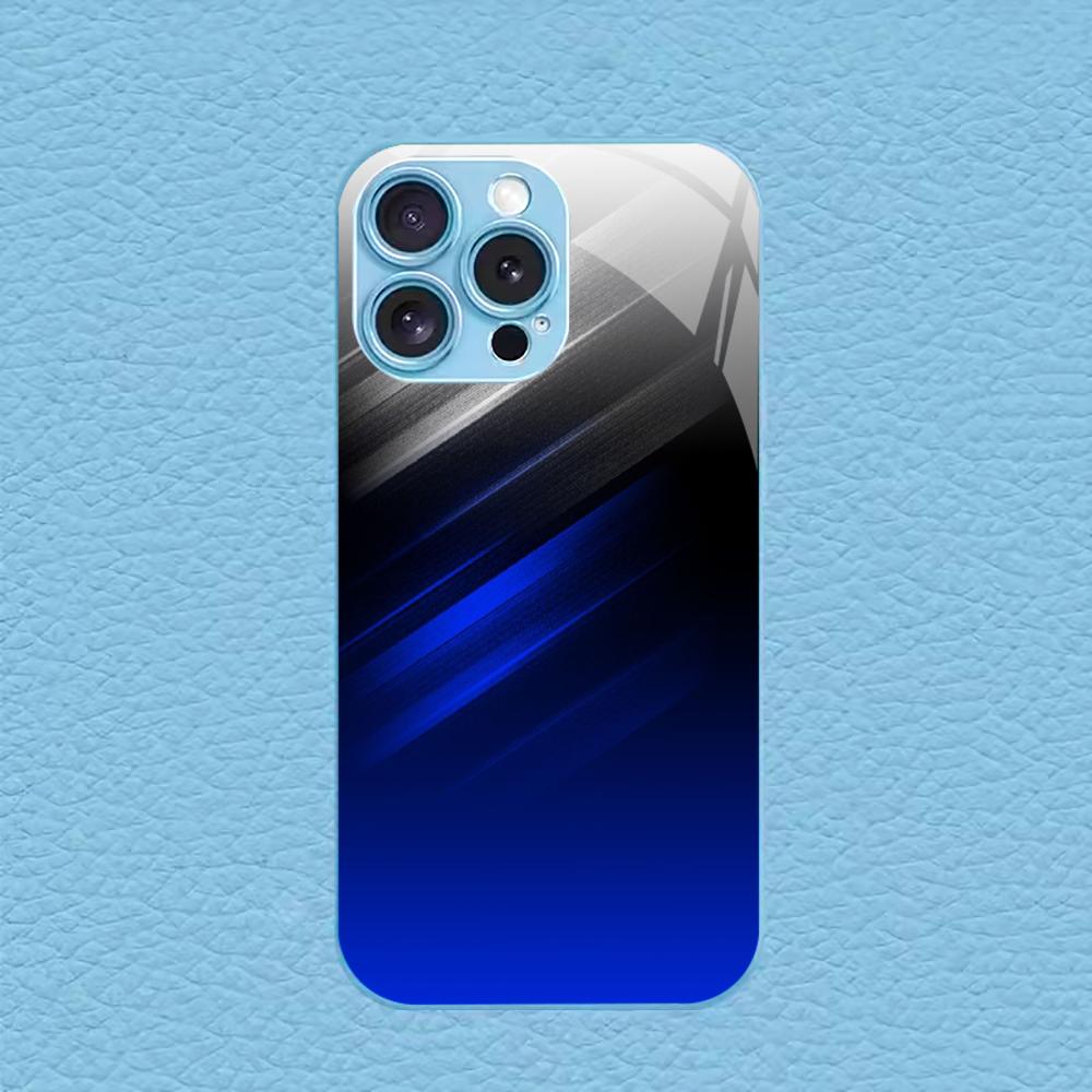 Black and blue new Hot-selling protective case Phone Case Metallic paint Glass PhoneCase for iPhone 17 16 15 14 13 12pm Pro Plus