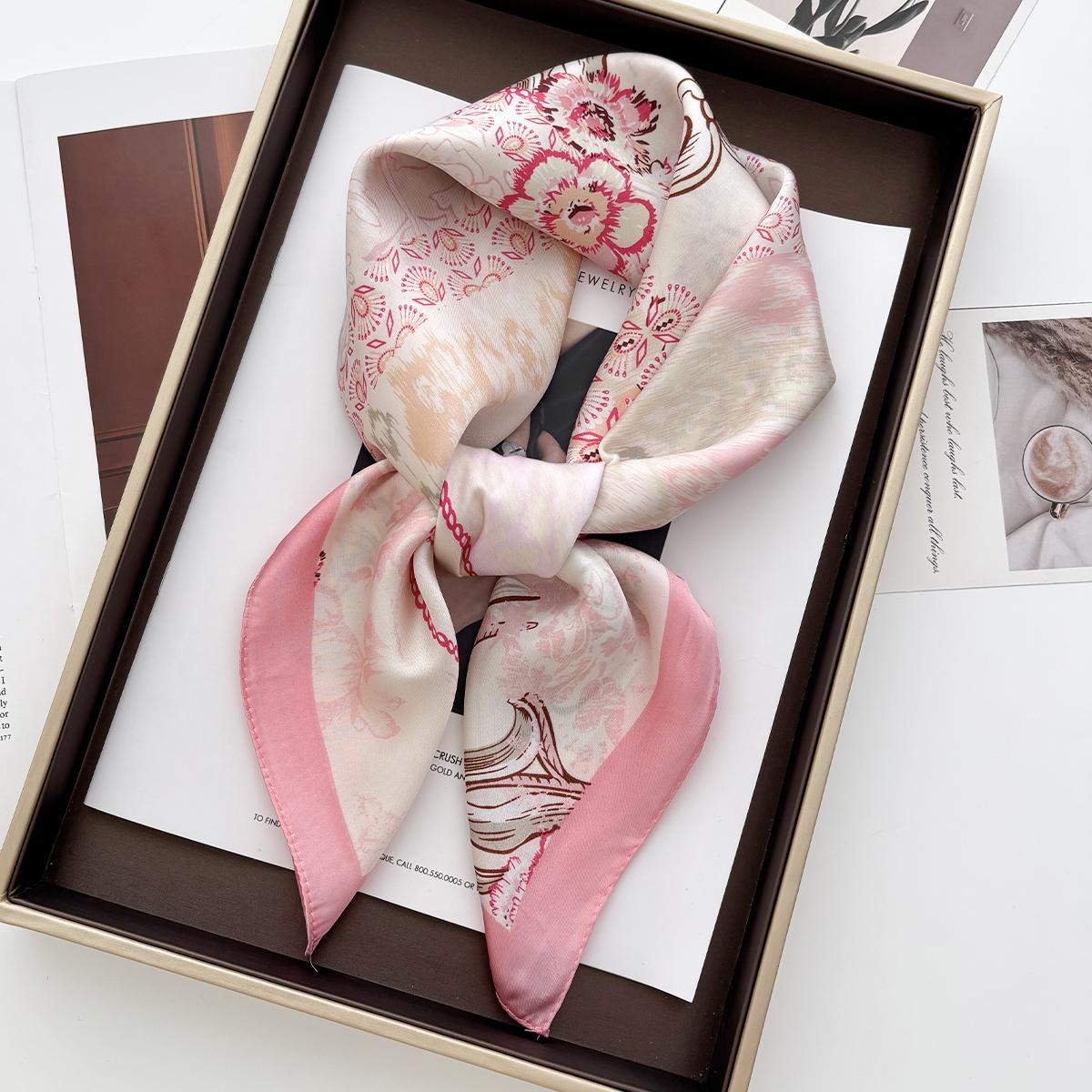 

Luxury New Design Satin Print Scarf Women Scarves Bandana Hijab Neckerchief Shawl Kerchief Hair Band Foulard Lady 70x70CM