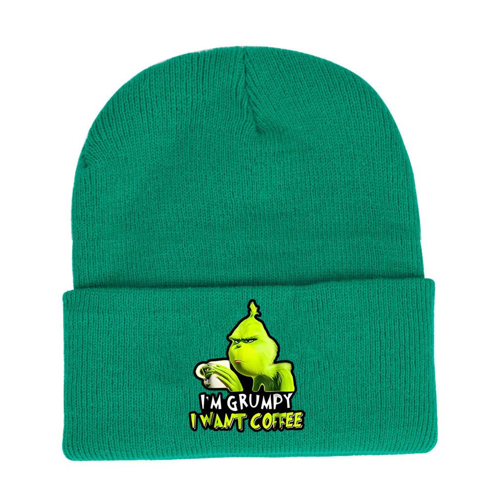 The Grinch Print Knit Hat With Earmuff Protection For Winter Warmth And Unisex Use