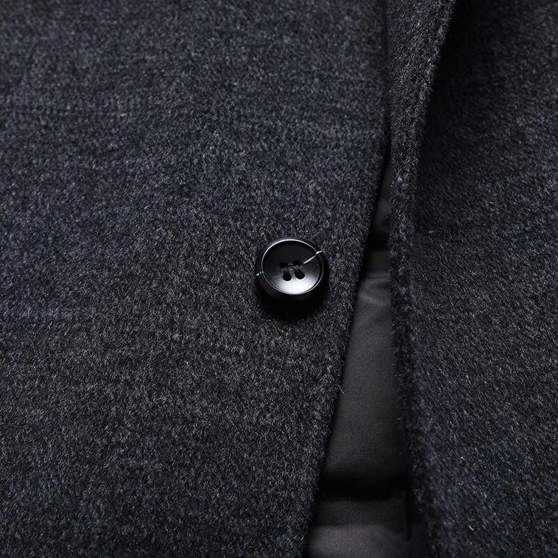 Yalu EY Men's Plaid Wool Blend Lapel Coat with Down Liner