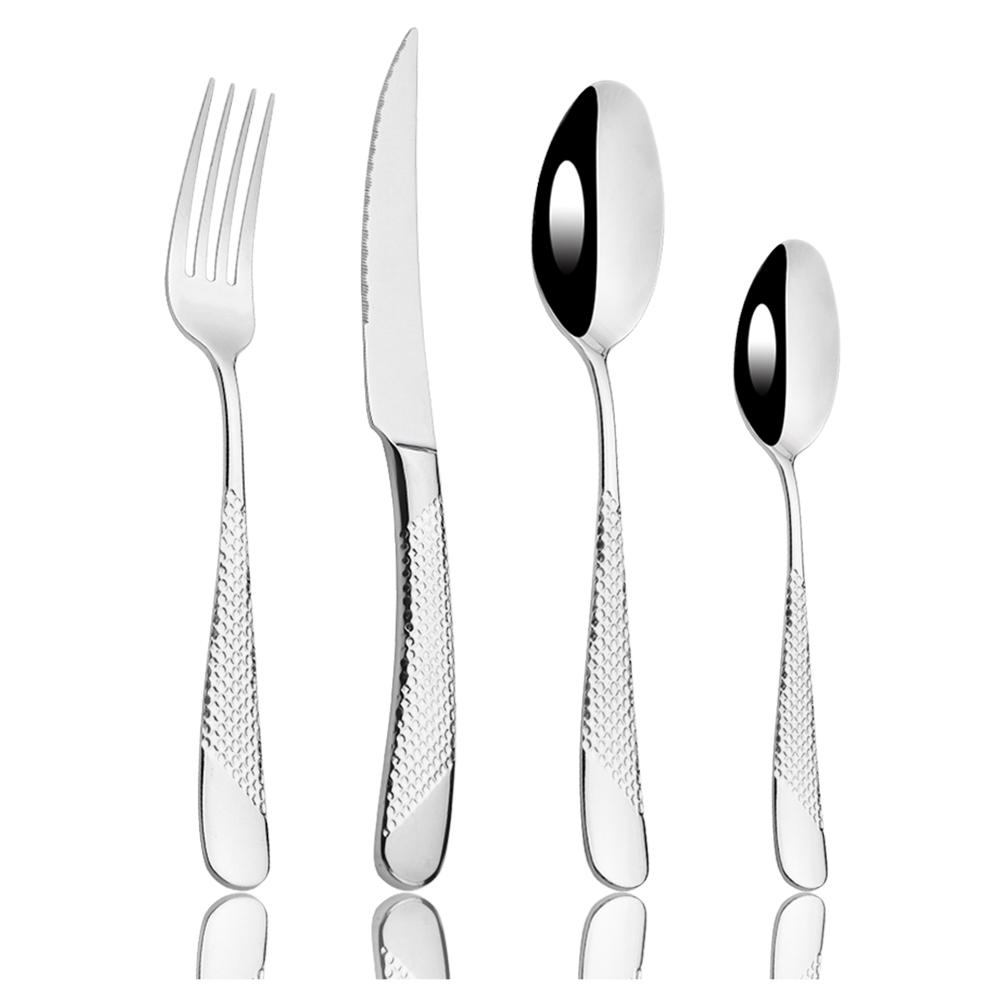 

1/2/4 комплекта кухонных столовых приборов, набор столовых приборов, золотая посуда, 18/10 нержавеющая сталь, роскошная столовая посуда, вилка, ложка, нож, набор для обеда в западном стиле 1Set серебряный