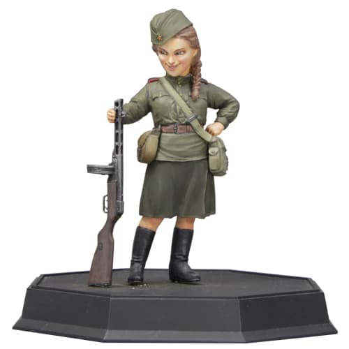 Fine Molds 1/12 World Fighter Collection WWII Soviet Army Female Soldiers Tanya & Shpergin PPSh 1941 Plastic Model Kit, Unpainted, Assembly Kit, FT04