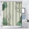 1pc Modern Green Leaf Pattern Digital Print Shower Curtain, Waterproof Bathroom Decor, Home Spa Decoration With Hooks