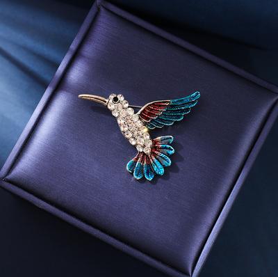 Kolibřík Malé zvířecí pin Retro Diamond Brož Luxusní Francouzské High-End Nike Šperky