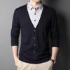 Fake Two-piece Sweater Shirt with Autumn and Winter Men's Business Bottoming Shirt Casual Sweater Long Sleeves