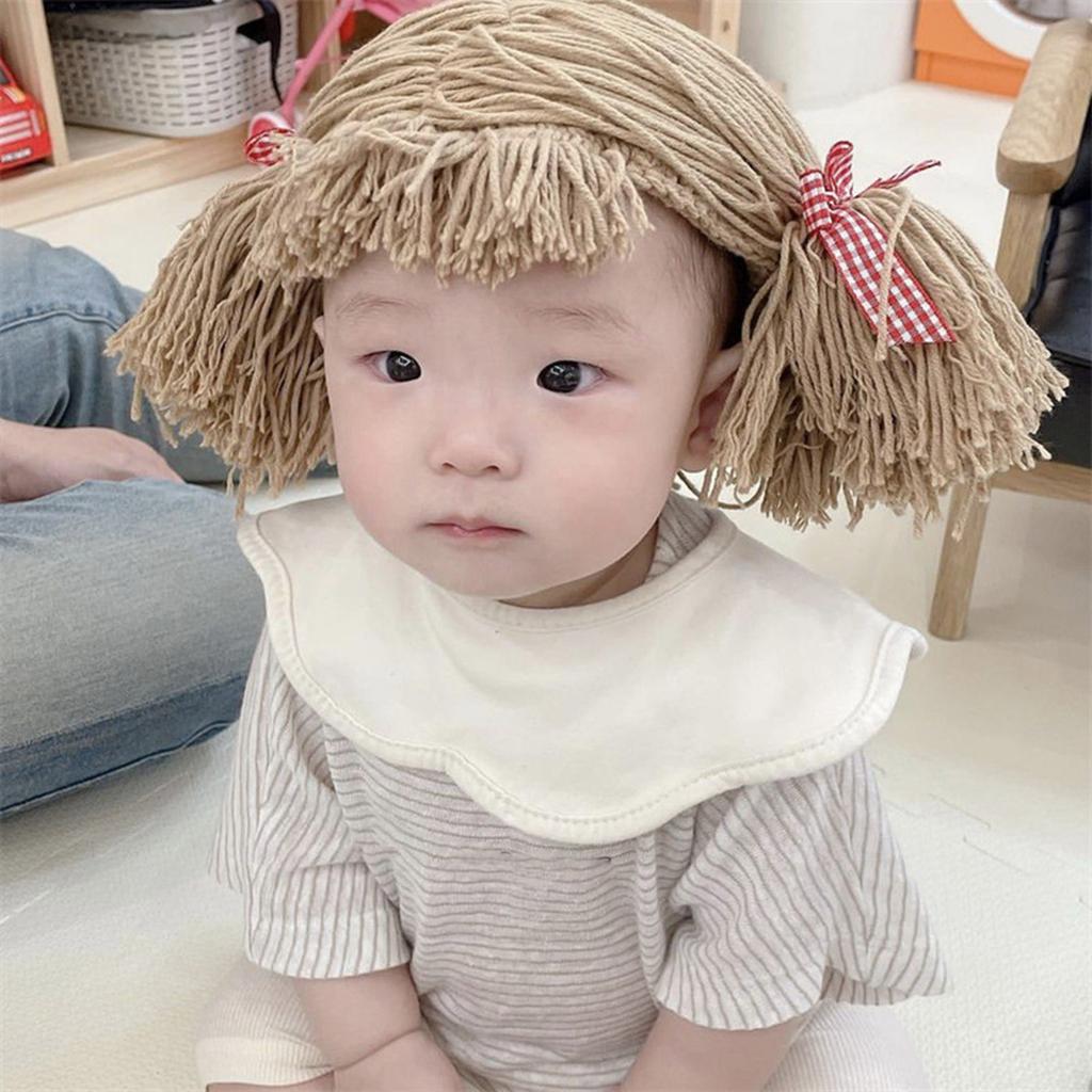 Perucă artizanală pentru copii, cu breton, pentru iarnă, căldură și farmec, partea centrală a împletiturii, pălărie, caschetă, cosplay, pălării