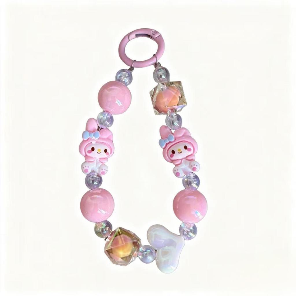 Cartoon Sanrio Stitch Beaded Phone Lanyard Keychain Charm and Bag Decoration