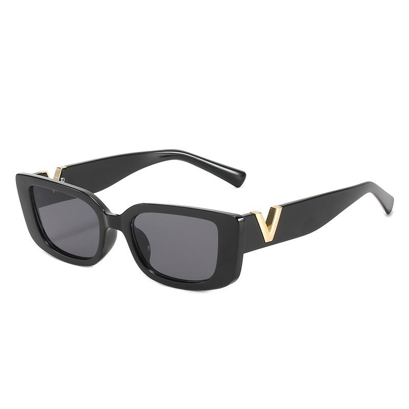 New Sunglasses Metal V Square Fashion Sunglasses Lady Retro Street Po Candy Colored Glasses Ins