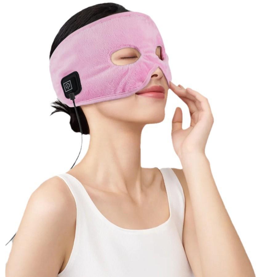 USB Heated Eye Mask Headband for Sleep - Electric Heating Blackout Eye Mask розовый