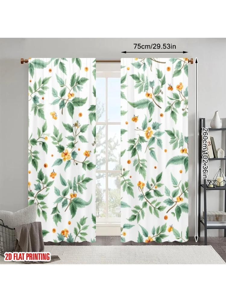 

2pc 2D plane printing Curtain Fabric Botanical Harmony Versatile Durable Polyester (without rod) Gifts Use for Bedroom Living 100*130 HOOK 1pcs