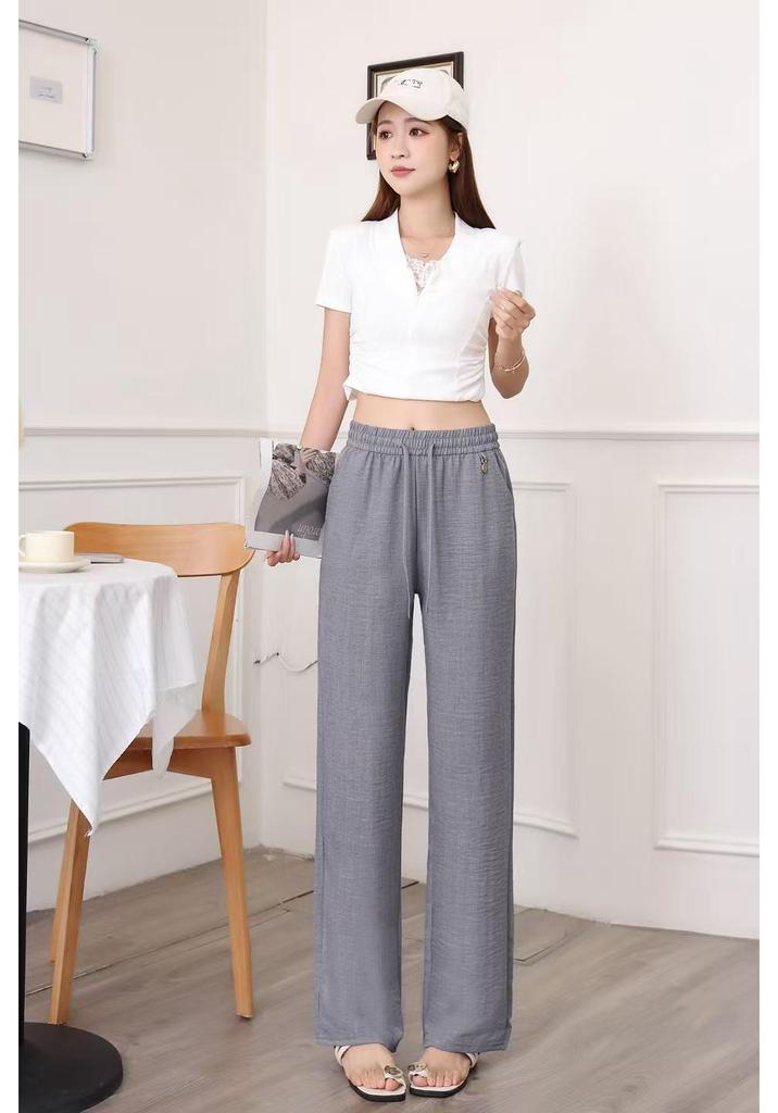 2026 Women's Summer Tencel Stretchy Straight-Leg Casual Pants for Middle-Aged Mothers
