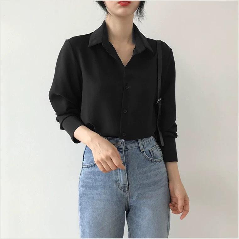 Women Shirt Classic Chiffon Blouse Loose Long Sleeve Shirt Lady Simple Style Tops Female Clothes Blusas
