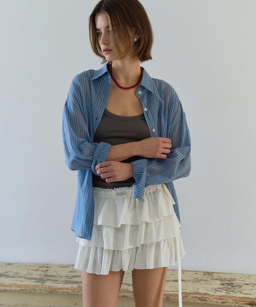 Hauseuobeupondeu Volume Ruffled Cotton Skirt_Ivory