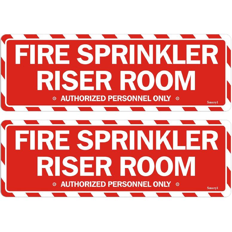 Fire Sprinkler Riser Room Signs Authorized Personnel Only 9” x 3” Fire Sprinkler Room Signs, Riser Room Sign for Office Home Business,