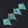 Women Pendant Natural Stone Crystal Zinc Alloy Leaf-Shaped Pendant For Jewelry Making DIY Necklace Accessory
