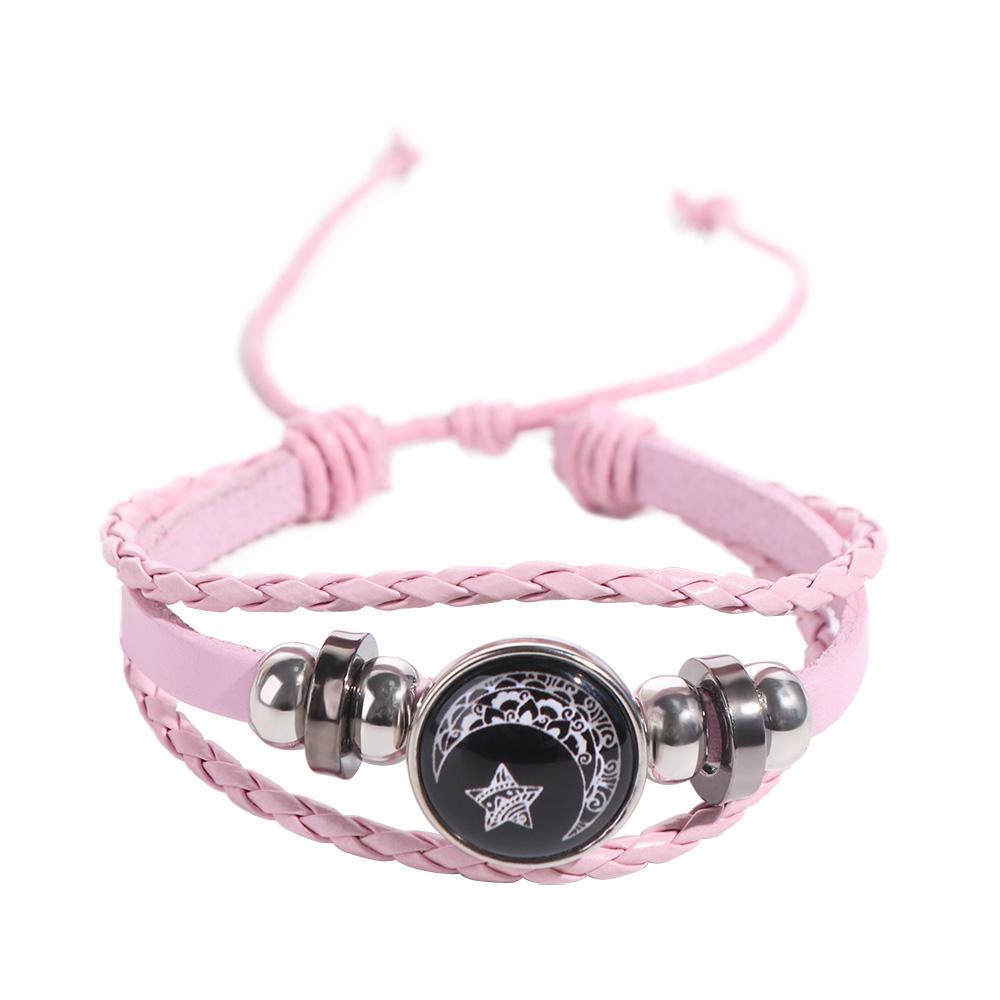 Three-layer Leather Bracelet Sun Moon Knitted Hand Chain Punk Bead Woven Bracelet  Gift