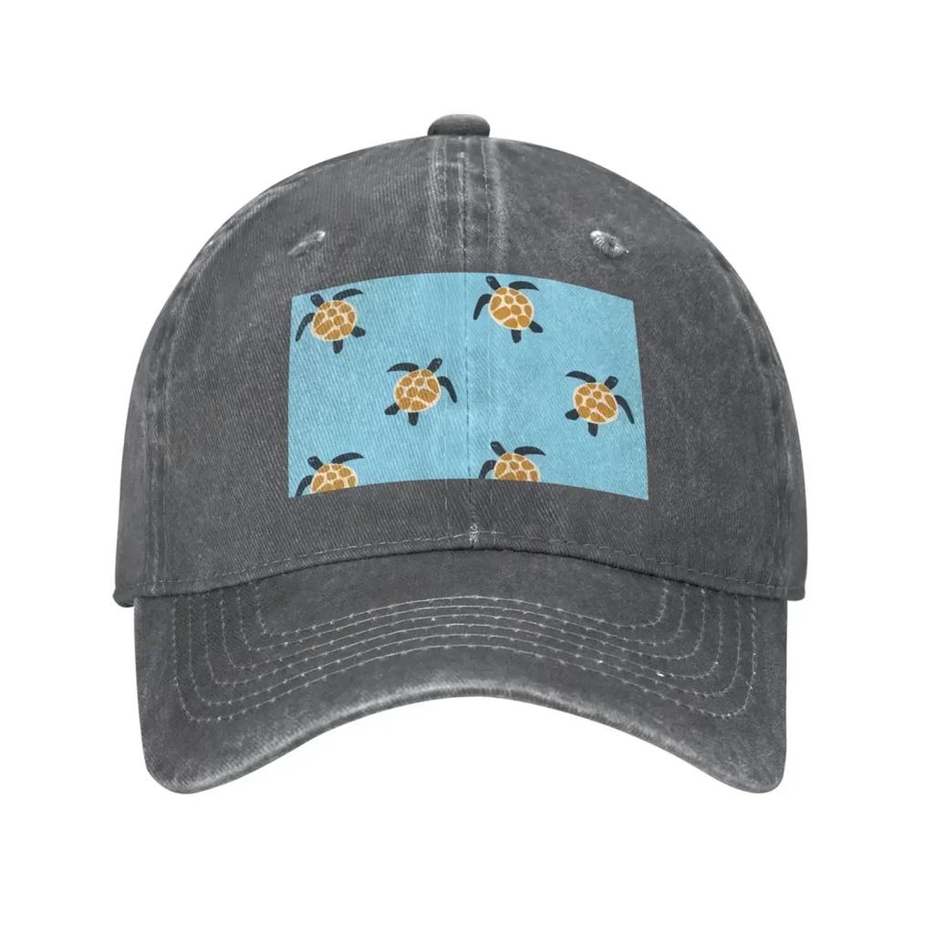 Kreslená želva Vintage kovbojská baseballová čepice Táta kšiltovka Unisex Nastavitelná trucker kšiltovka pro každodenní