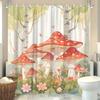 1pc Fantastical Forest Shower Curtain - Red-Capped Mushrooms, Pink & Orange Flowers, Dreamy Trees, 70.8x70.8", 12 Hooks