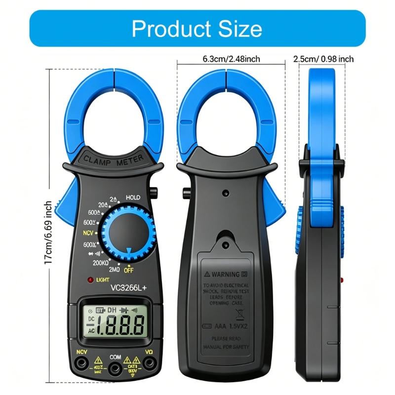 1999 Counts Digital Clamp Meter 600A Current Tester Voltmeter Ammeter Diode Professional Electrician Tool