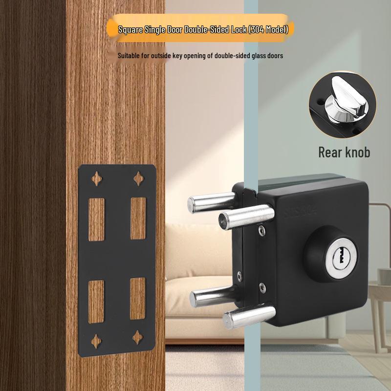 Frameless Glass Door Lock: U-shaped Hook & Round Lock for Single/Double Sliding Main or Office Doors