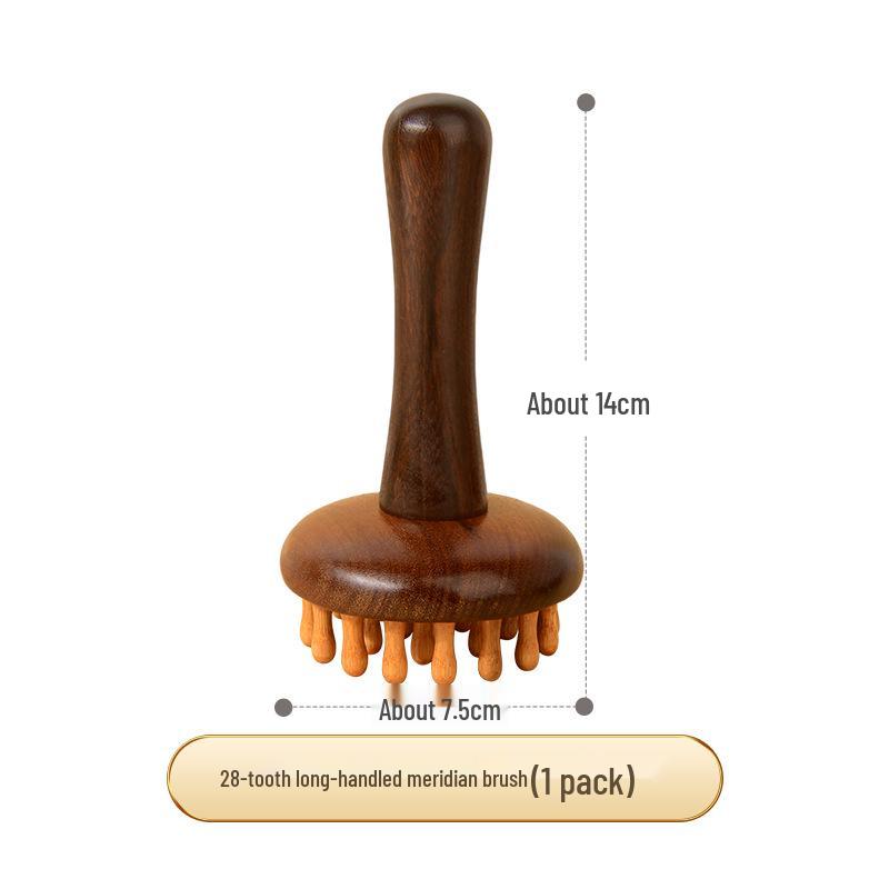 Golden Sandalwood Five-Tooth Meridian Massage Comb