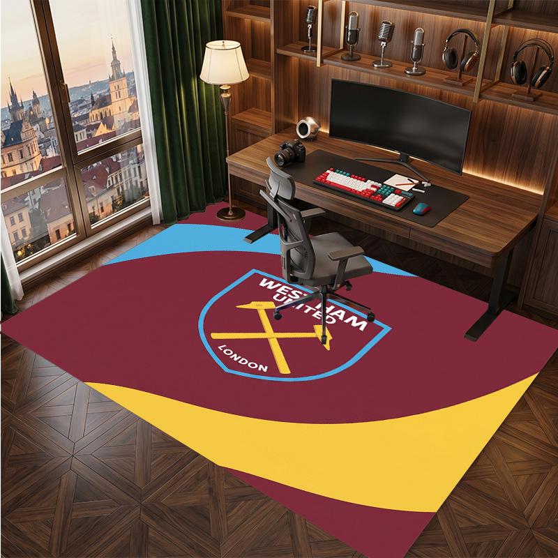 West Ham United Voetbal Print Kristal Fluweel Tapijt, Comfortabel Waterabsorberend Antislip Binnen Vloerkleed