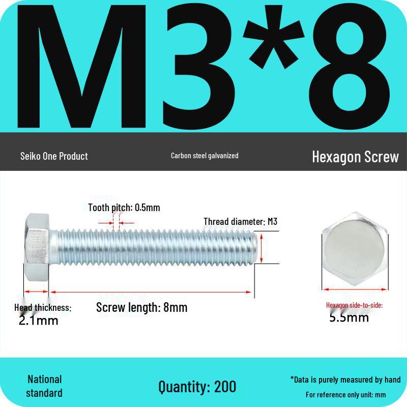 8.8 Grade Galvanized Hex Head Bolt, High-Strength M4-M30