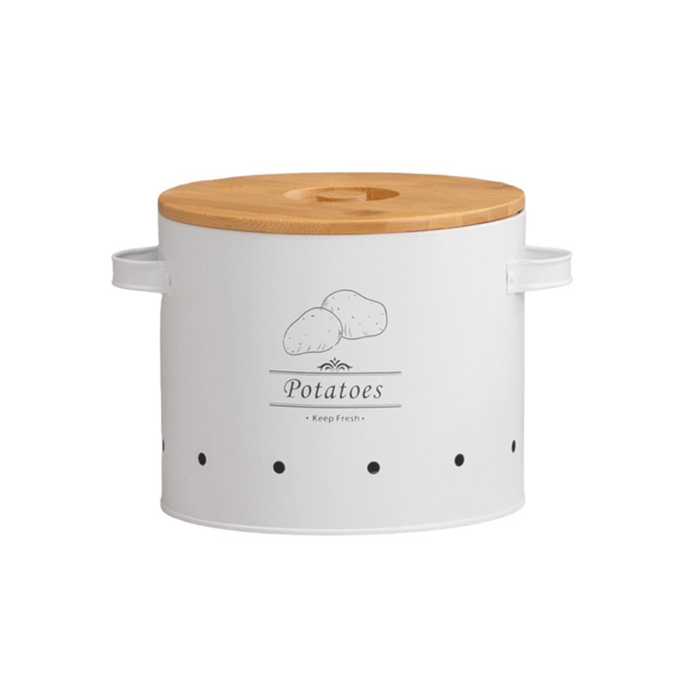 Carbon Steel Garlic Storage Bin with Lid Garlic Keeper Potato Storage Container Pantry