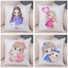 Children's Room Sofa Home Pillowcase Cute Cartoon Girl and Cat Pillowcase Decoration Cute Animal Cushion Cover