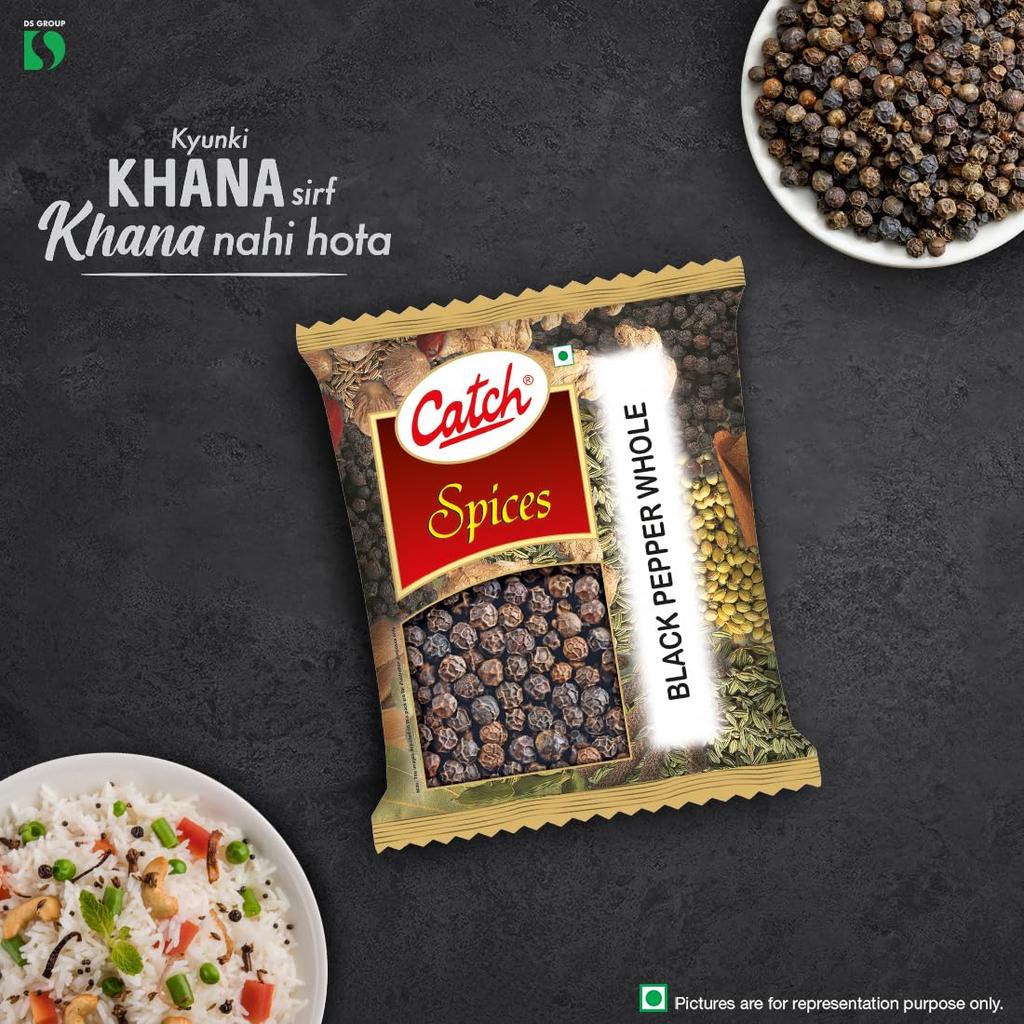 Catch Black Pepper Whole 100g Pack of 1 Premium Malabar Spice for Cooking and Seasoning Dishes with Earthy Flavor