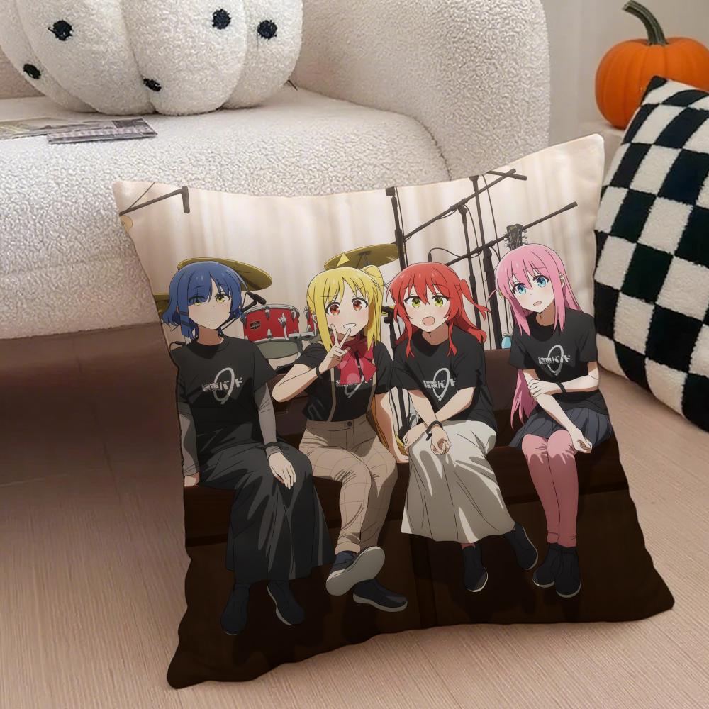Shy Cute Japanese Anime BBocchi The Rock Cushion Cover Throw Pillow Cover Hidden Button Durable Polyester Chair Cushion