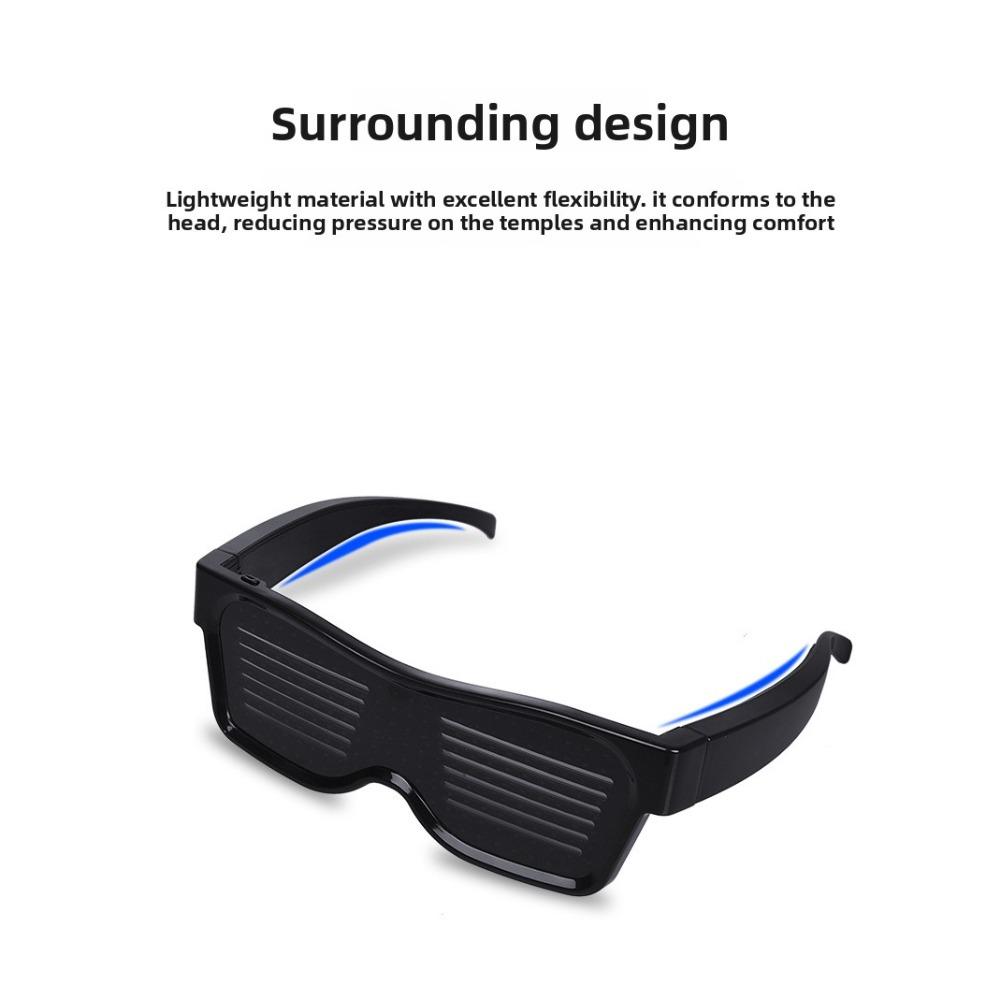 

Полноцветные светодиодные светящиеся очки Bluetooth, очки для танцев в баре, реквизит для Хэллоуина, жалюзи, очки с приложением Four colors