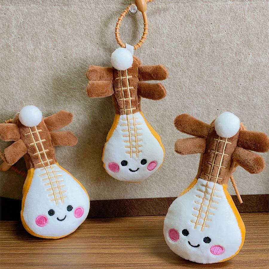 Fun simulation pipa plush soft filling doll, cute musical instrument doll, souvenir keychain, decorative item, couple pendant