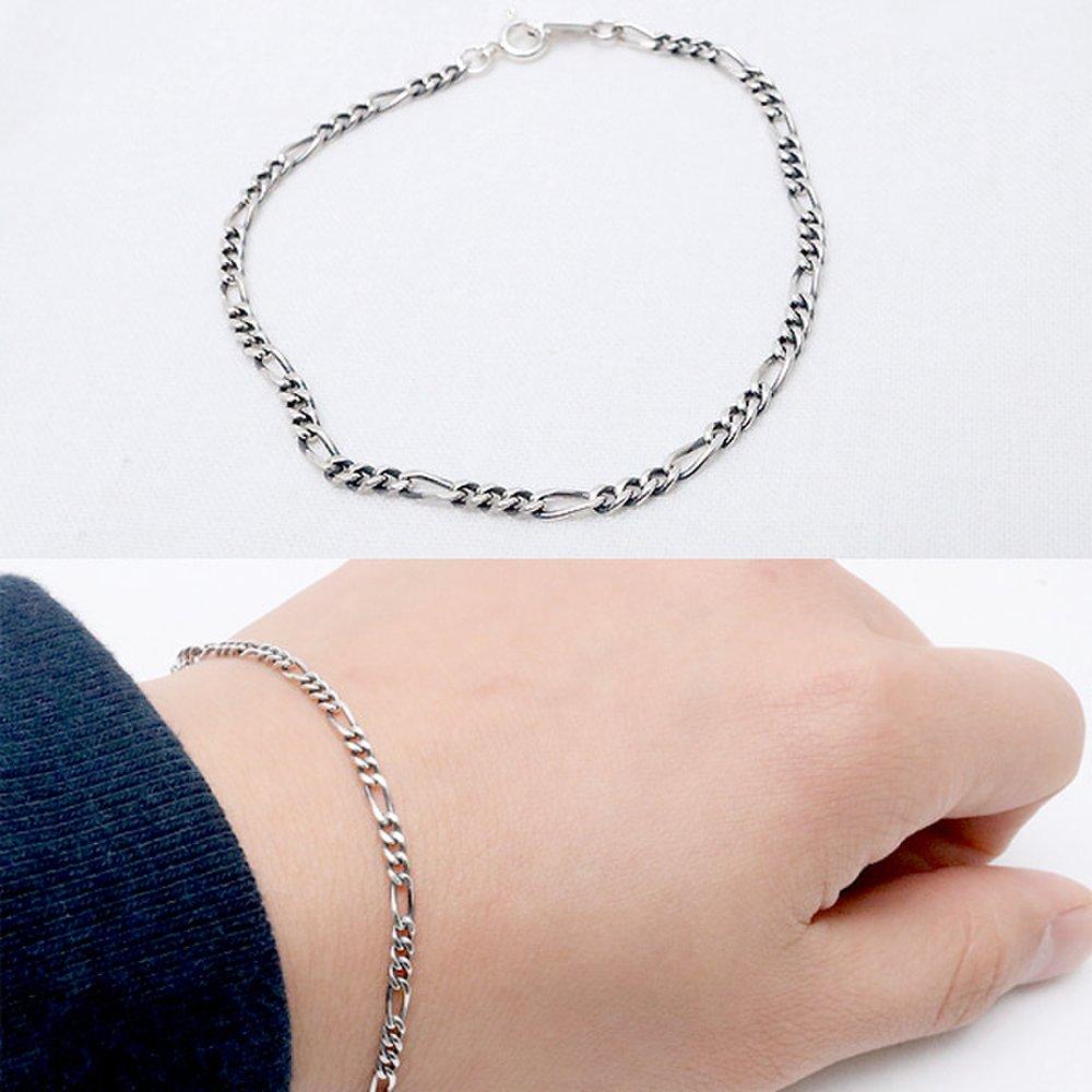 

S925 Men s and Women s Silver Slide Slim Chain Bracelet B0473-1 19.5cm