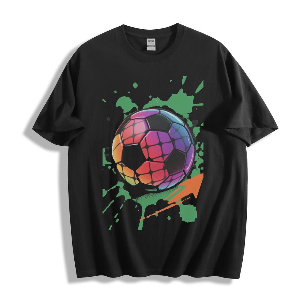 Rainbow Soccer Ball Green Splatter T-Shirt